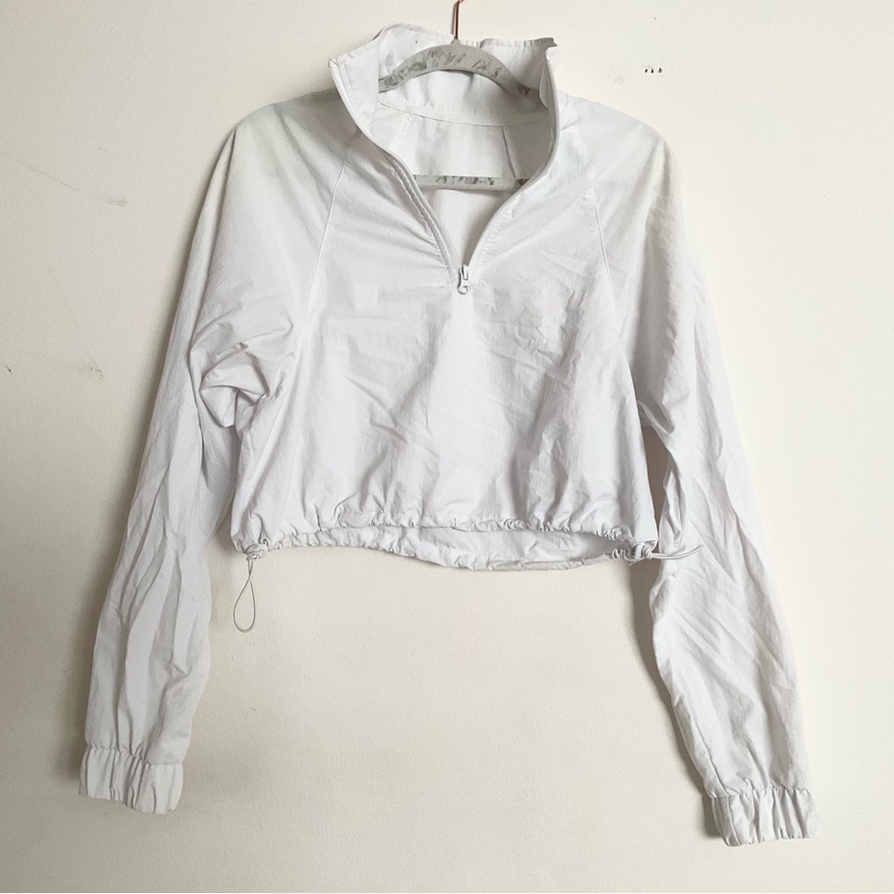 Alo Yoga Cropped 1/4 Zip Alumni Pullover White S - Picture 7 of 15